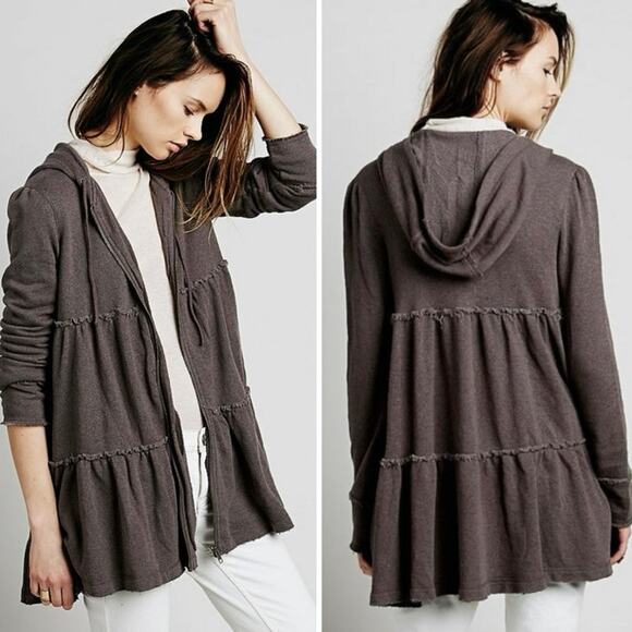 Free People Tiered Trapeze Zip-Up - Picture 1 of 8